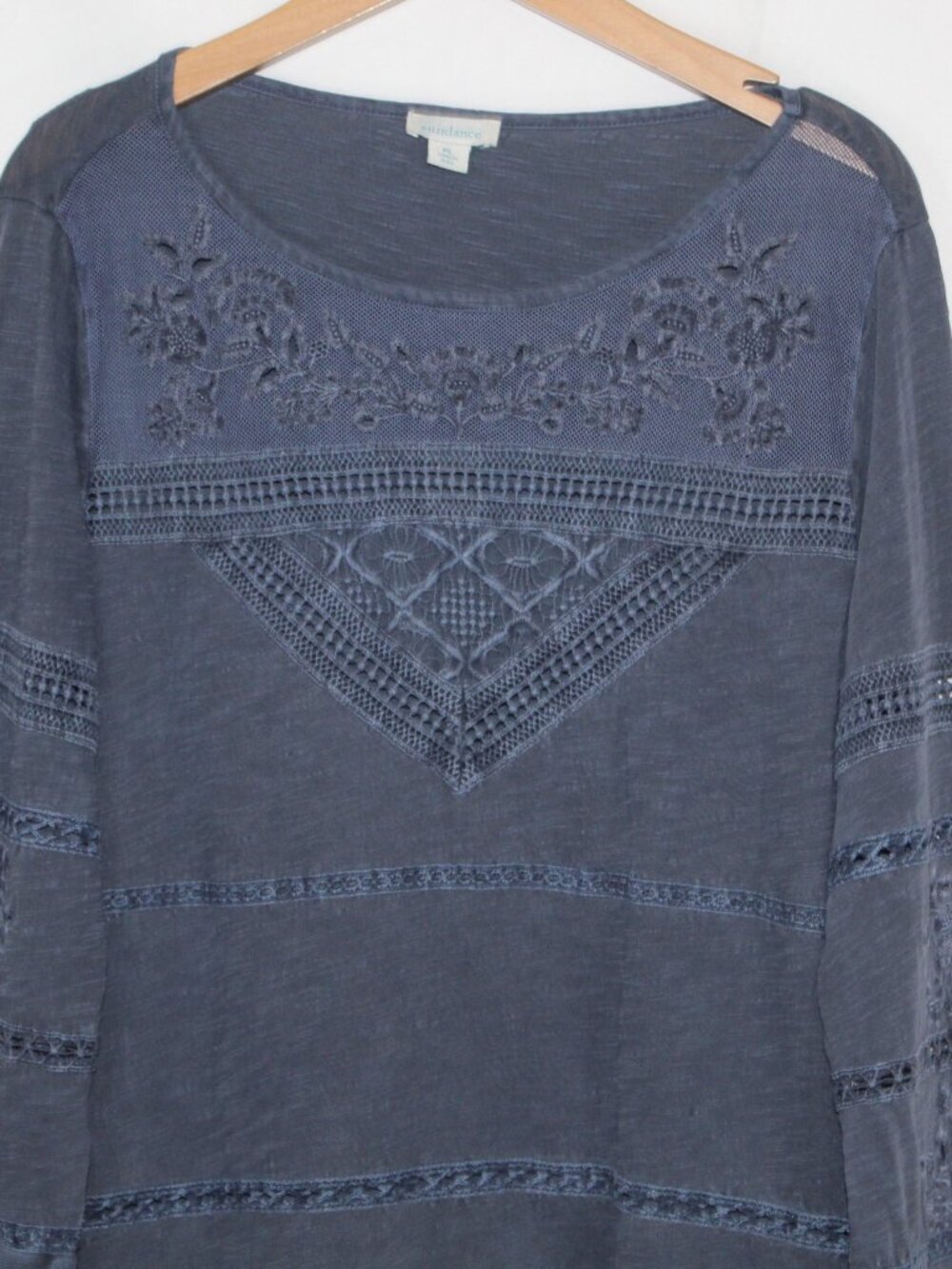 Sundance women's long sleeve top size PL embroidered eyelet lace boho hippie - Picture 4 of 11